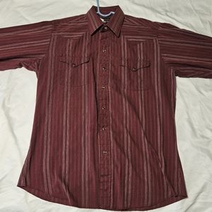 Panhandle Slim Western Long Sleeve Pearl Snap Button Up Shirt Striped Size 16x34